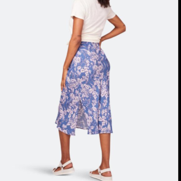 Emmy Floral blue slip skirt S NWT - Picture 4 of 11